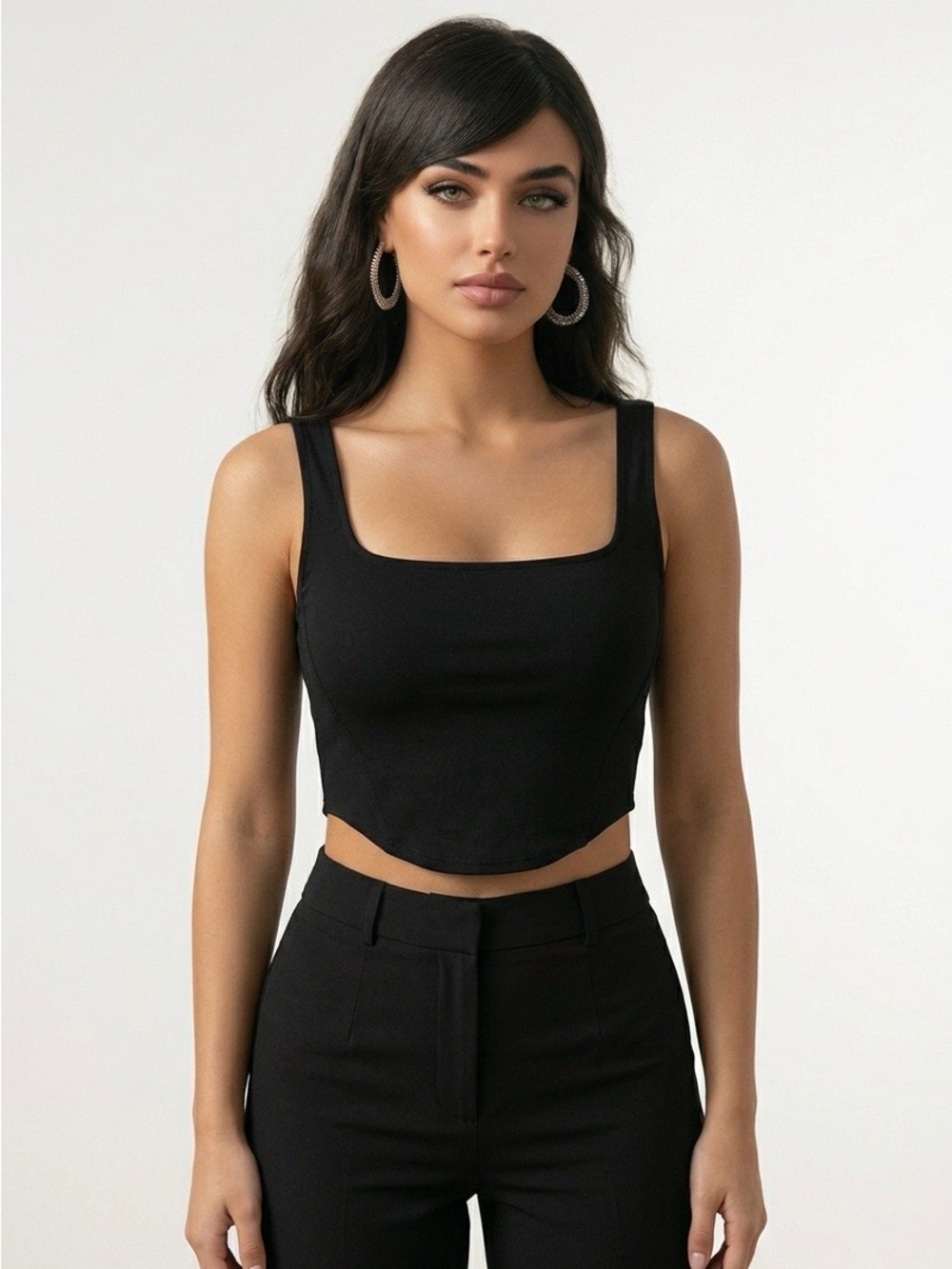 Empyre Black Square Neck Crop Top
